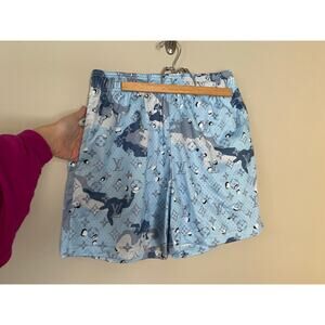 EUC Bravest Studios LV Monogram Blue Desert Camo Mesh Shorts Size M